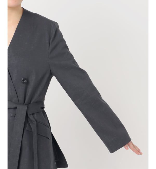 NOBLE「《予約》麻ストレッチVカラージャケット」|ノーカラージャケット|