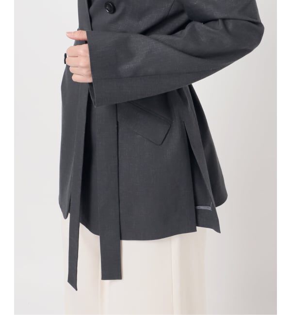 NOBLE「《予約》麻ストレッチVカラージャケット」|ノーカラージャケット|