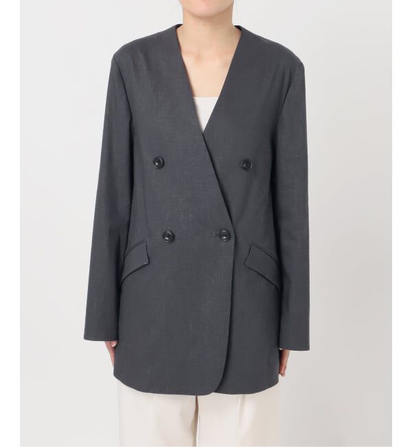 NOBLE「《予約》麻ストレッチVカラージャケット」|ノーカラージャケット|