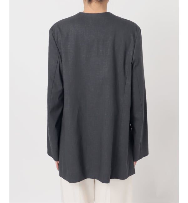 NOBLE「《予約》麻ストレッチVカラージャケット」|ノーカラージャケット|