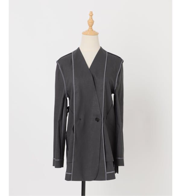NOBLE「《予約》麻ストレッチVカラージャケット」|ノーカラージャケット|