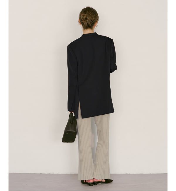 NOBLE「Vカラースキンジャケット」|ノーカラージャケット|