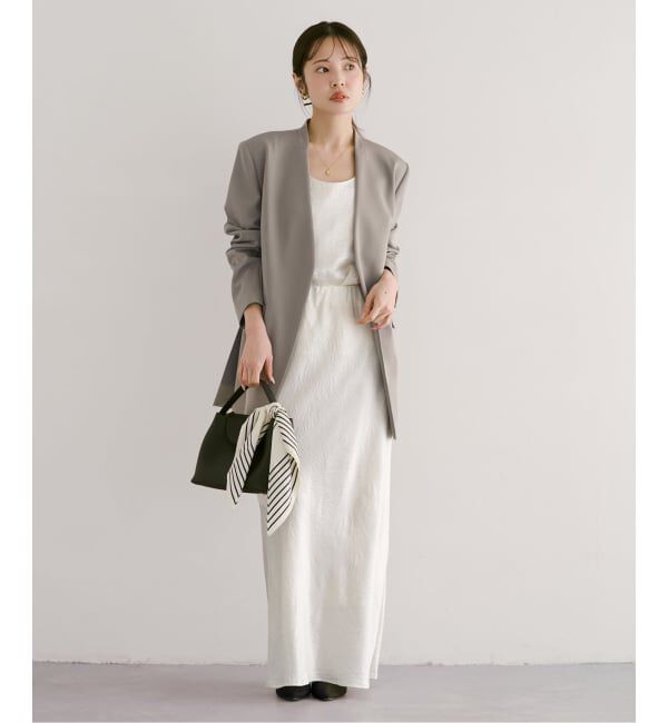 NOBLE「Vカラースキンジャケット」|ノーカラージャケット|