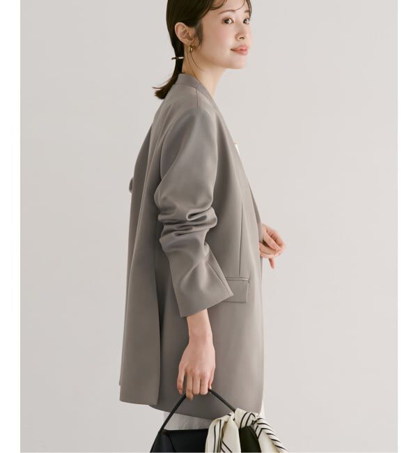 NOBLE「Vカラースキンジャケット」|ノーカラージャケット|