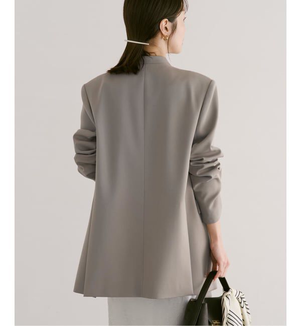 NOBLE「Vカラースキンジャケット」|ノーカラージャケット|