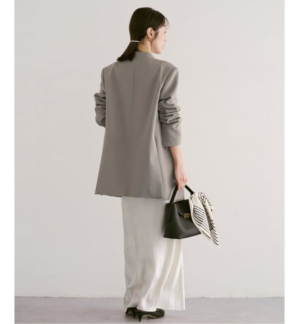 NOBLE「Vカラースキンジャケット」|ノーカラージャケット|