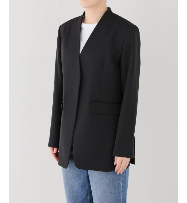 NOBLE「Vカラースキンジャケット」|ノーカラージャケット|