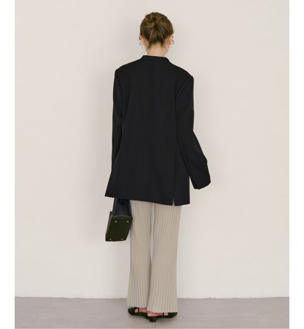 NOBLE「Vカラースキンジャケット」|ノーカラージャケット|