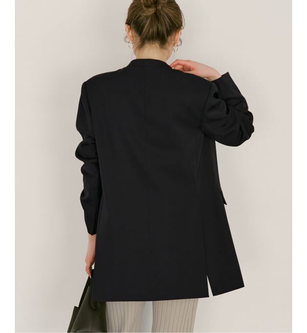 NOBLE「Vカラースキンジャケット」|ノーカラージャケット|