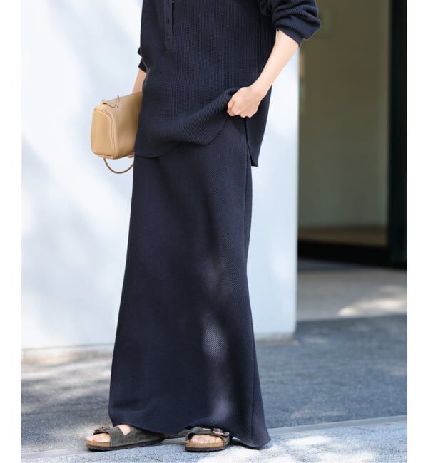 FRAMeWORK「≪追加≫ワッフルストレートスカート」|スカート|ネイビー