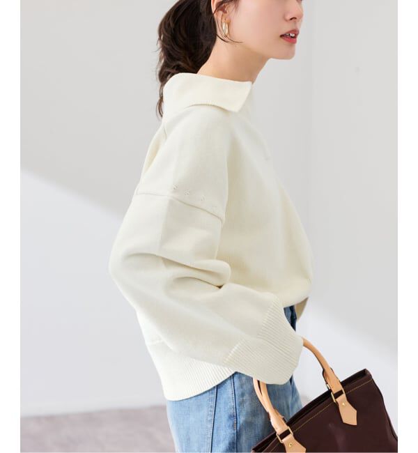 FRAMeWORK「5G ミドルゲージ 襟付きスキッパープルオーバー」|ニット・セーター|