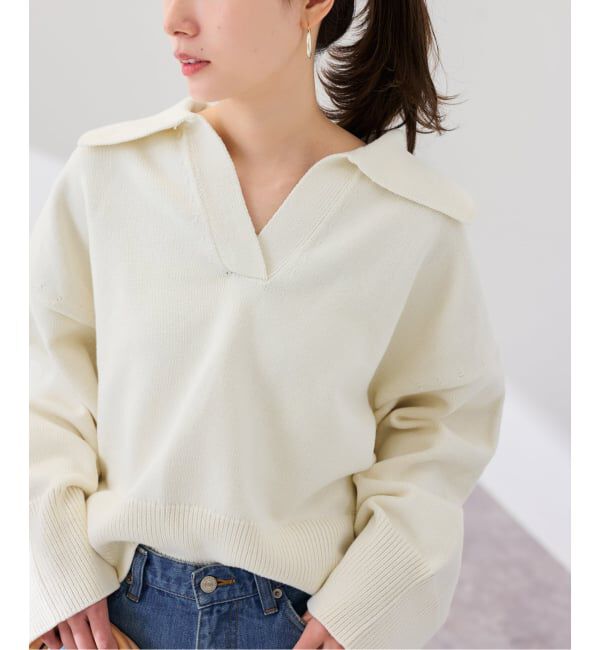 FRAMeWORK「5G ミドルゲージ 襟付きスキッパープルオーバー」|ニット・セーター|