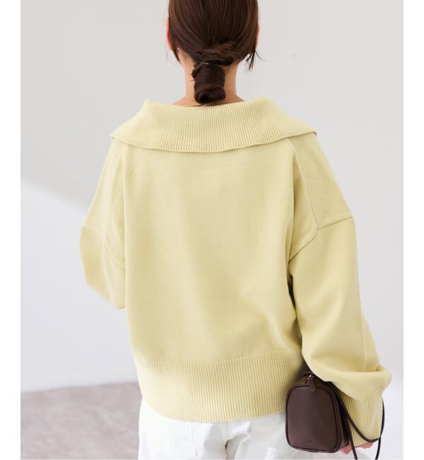 FRAMeWORK「5G ミドルゲージ 襟付きスキッパープルオーバー」|ニット・セーター|