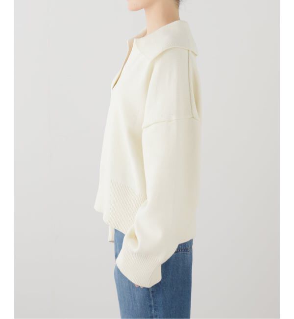 FRAMeWORK「5G ミドルゲージ 襟付きスキッパープルオーバー」|ニット・セーター|