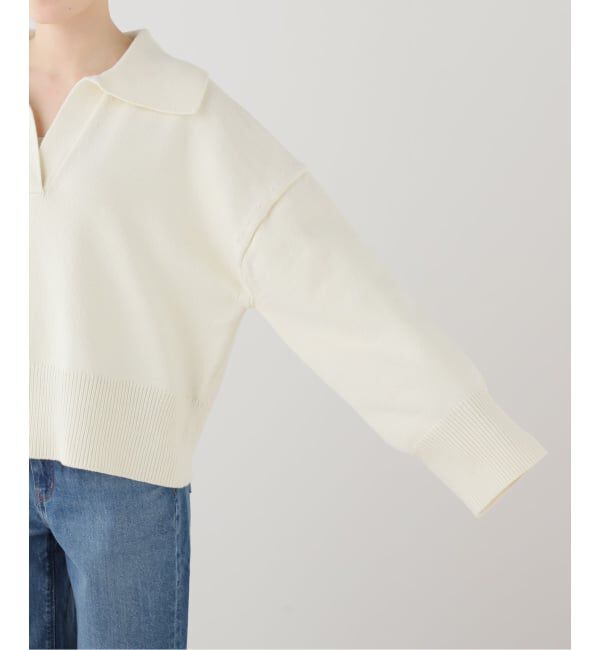 FRAMeWORK「5G ミドルゲージ 襟付きスキッパープルオーバー」|ニット・セーター|