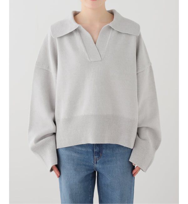 FRAMeWORK「5G ミドルゲージ 襟付きスキッパープルオーバー」|ニット・セーター|