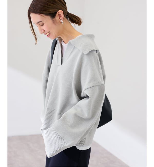 FRAMeWORK「5G ミドルゲージ 襟付きスキッパープルオーバー」|ニット・セーター|