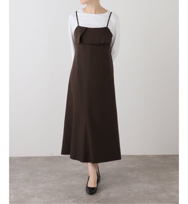  「【洗える】ラッフルキャミワンピース」|ワンピース|ブラウン
