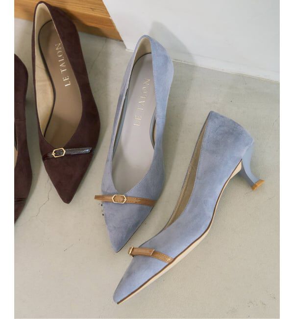  「4.5cmポインテッドナローベルトパンプス」|パンプス|サックスブルー