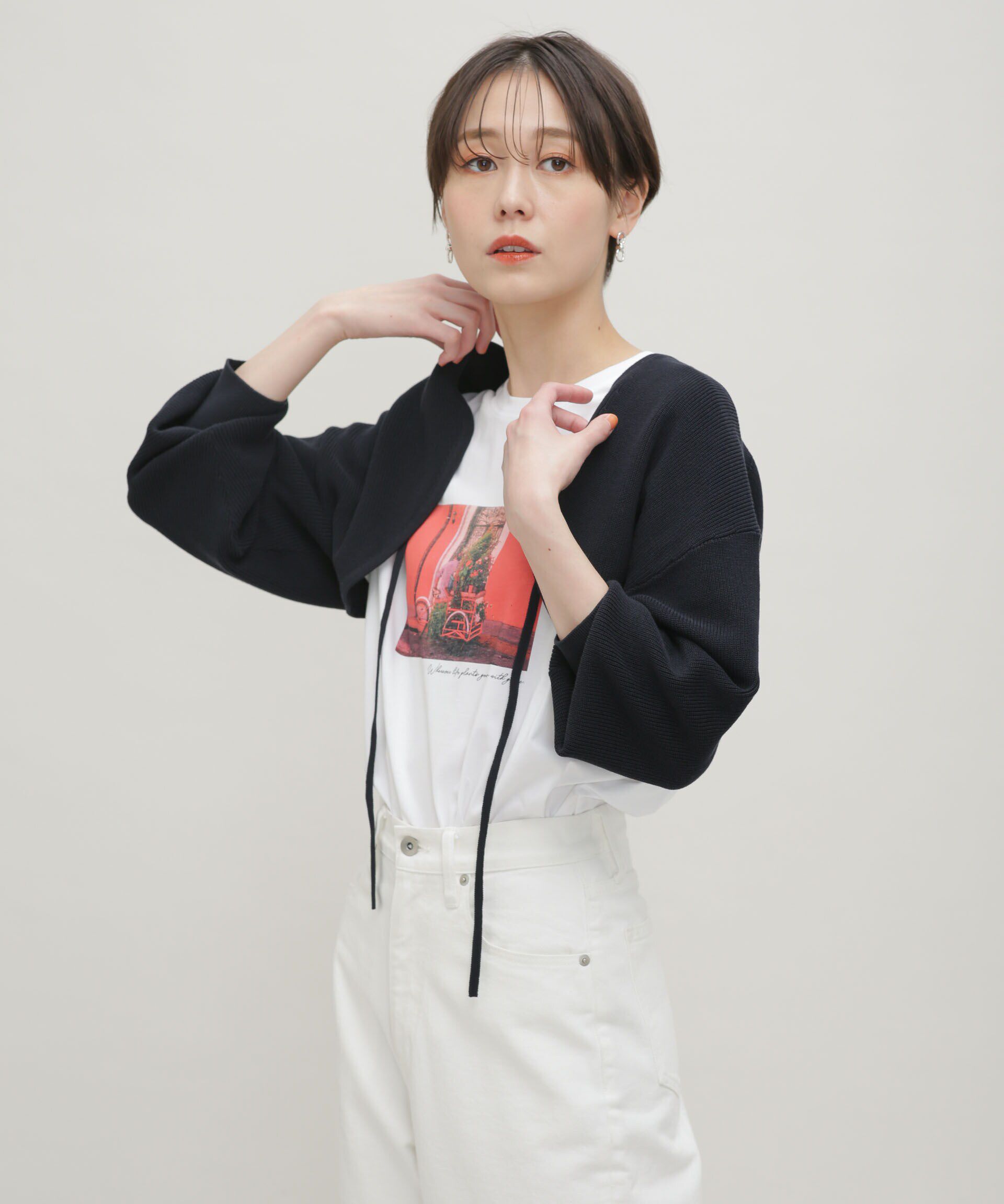 nano･universe「LB.03/GIZA強撚コットンボレロ」|ニット・セーター|