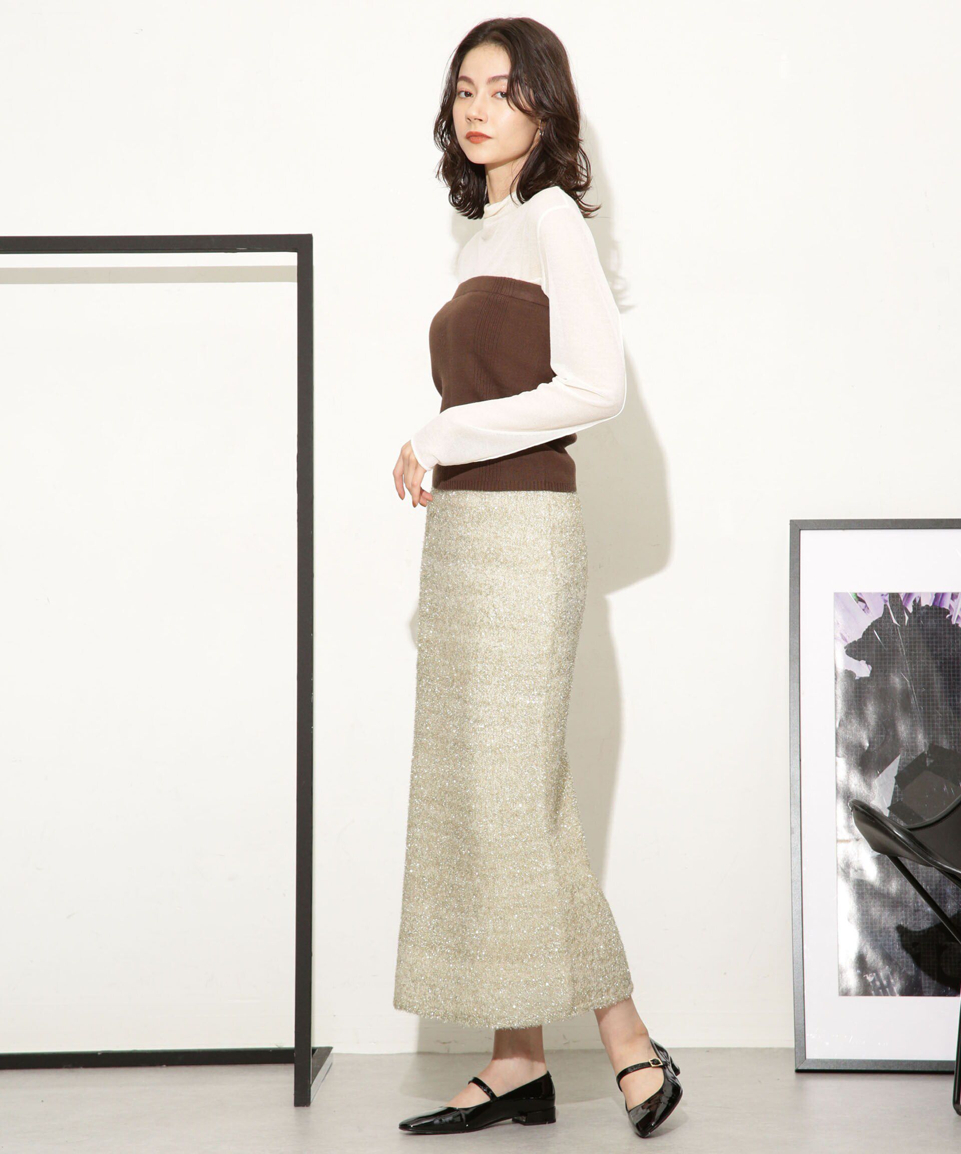 nano･universe「ラメシャギーニットスカート」|スカート|