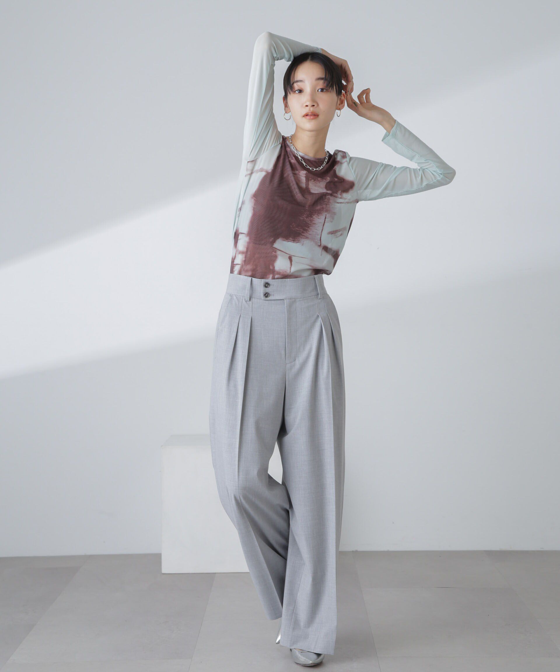 nano･universe「ストレッチチュール 前後2wayシアートップス」|シャツ・ブラウス|