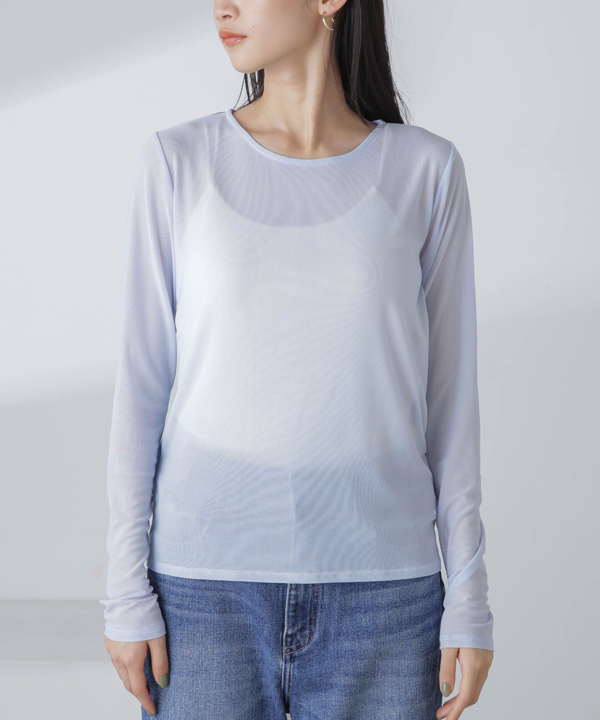 nano･universe「ストレッチチュール 前後2wayシアートップス」|シャツ・ブラウス|