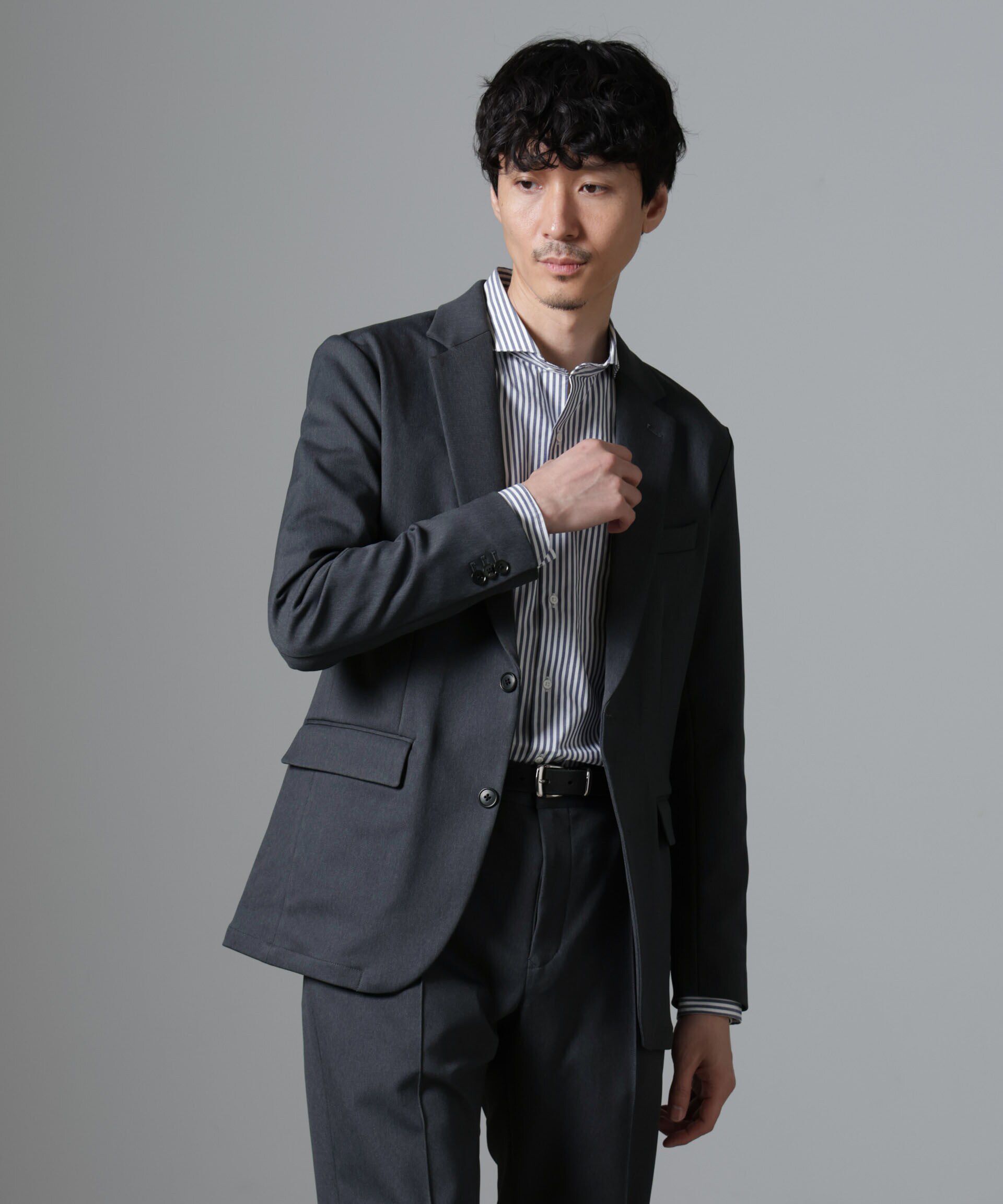 nano･universe「｢N JACKET BASIC｣CATINA(R)ﾒﾗﾝｼﾞ二重織ﾂｲﾙｽﾄﾚｯﾁｼﾞｬｹｯﾄ(ｾ 」|スーツ|