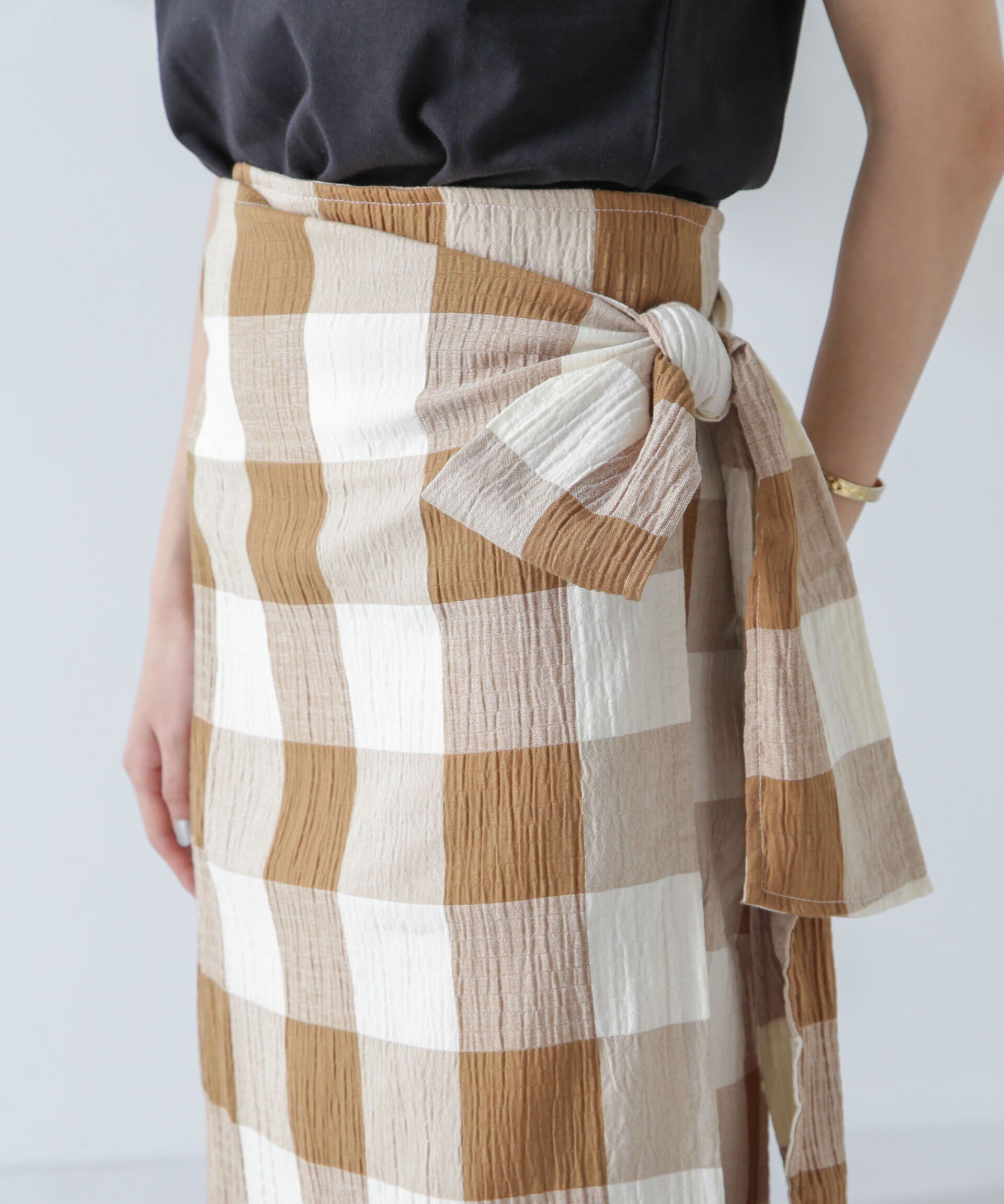 nano･universe「RITA ROW/Checkered pareo skirt」|スカート|