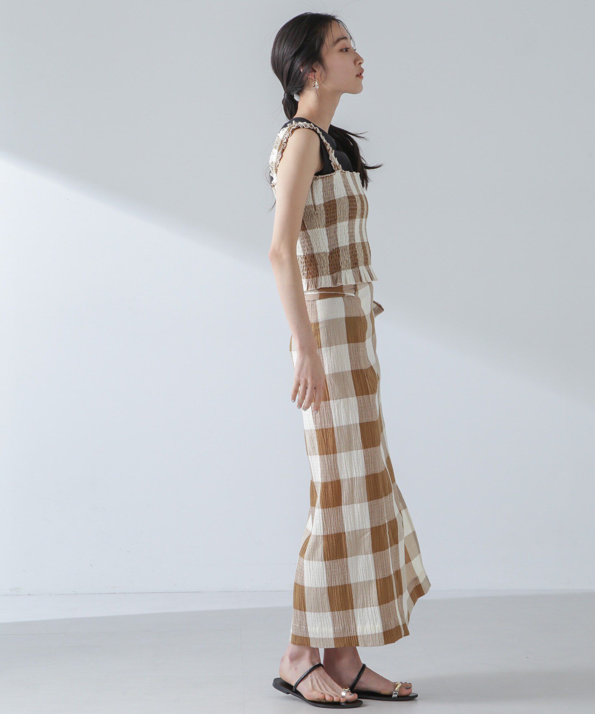nano･universe「RITA ROW/Checkered pareo skirt」|スカート|