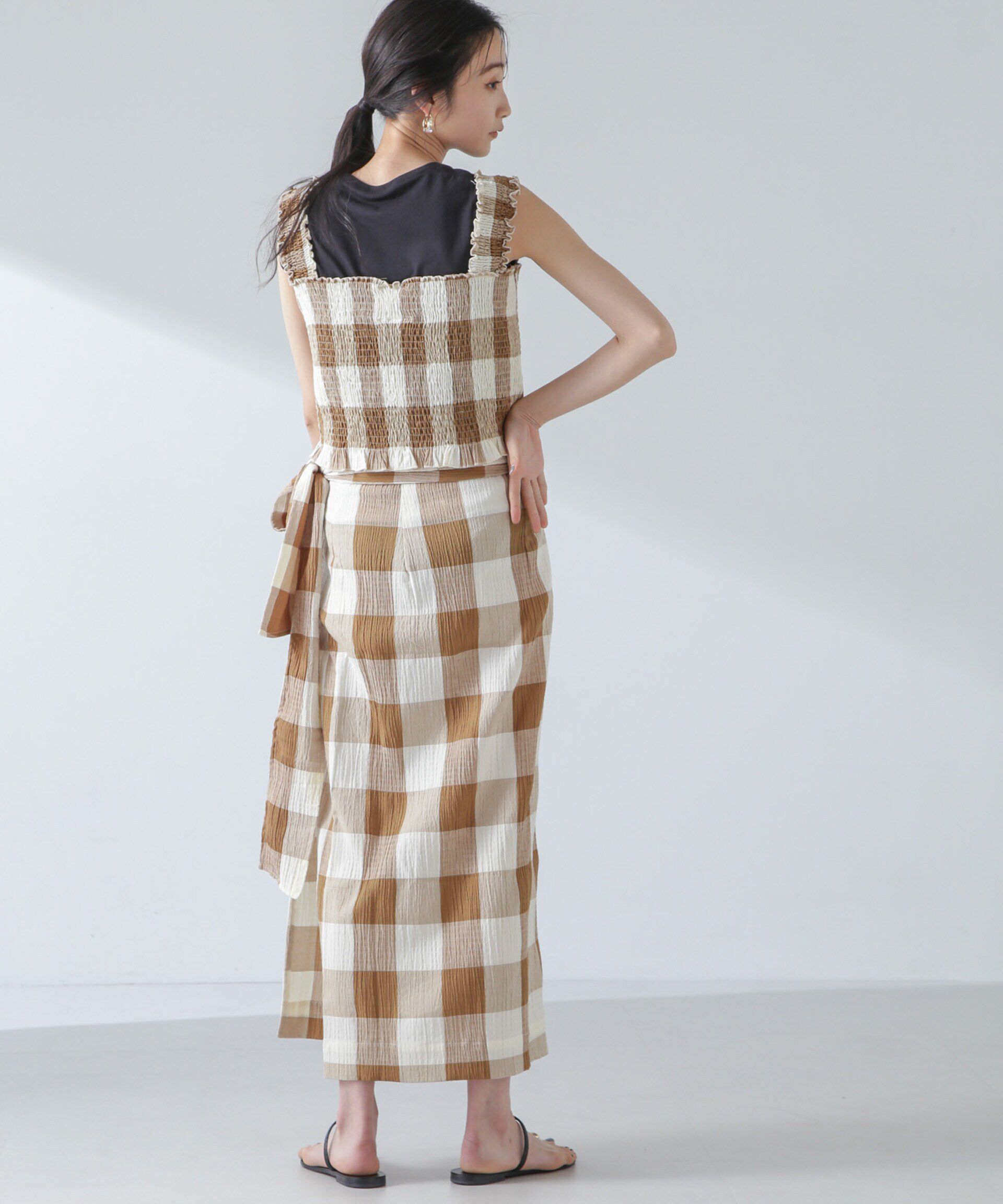 nano･universe「RITA ROW/Checkered pareo skirt」|スカート|