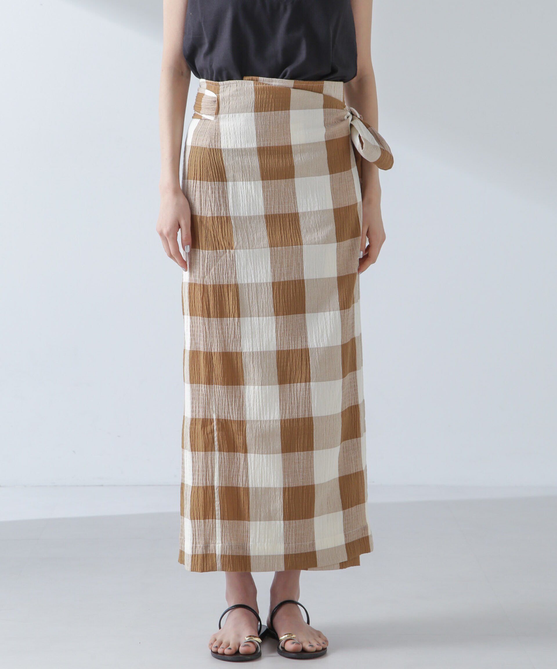 nano･universe「RITA ROW/Checkered pareo skirt」|スカート|