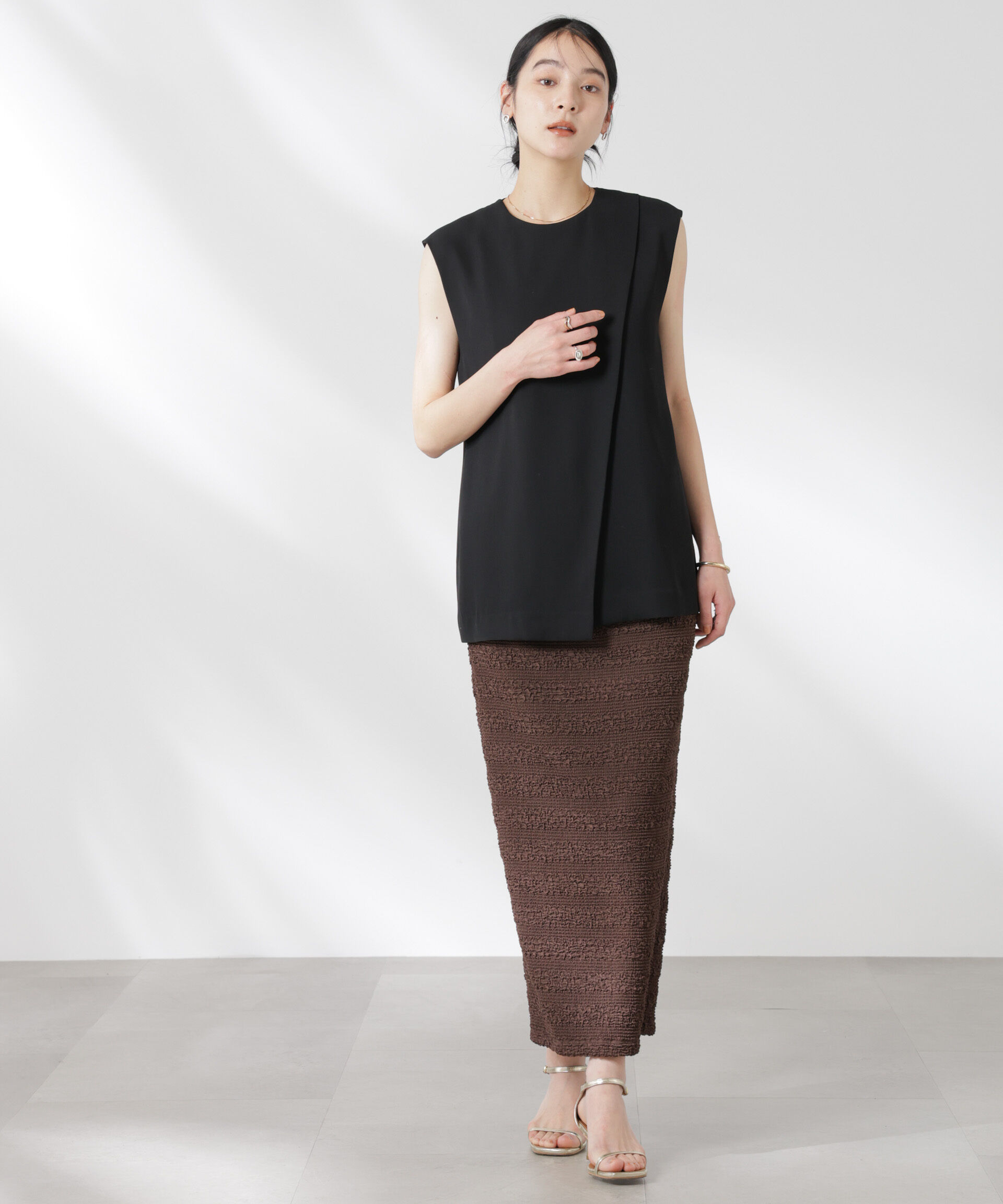 nano･universe「ダブルクロスフロントレイヤードブラウス (セットアップ可)」|シャツ・ブラウス|