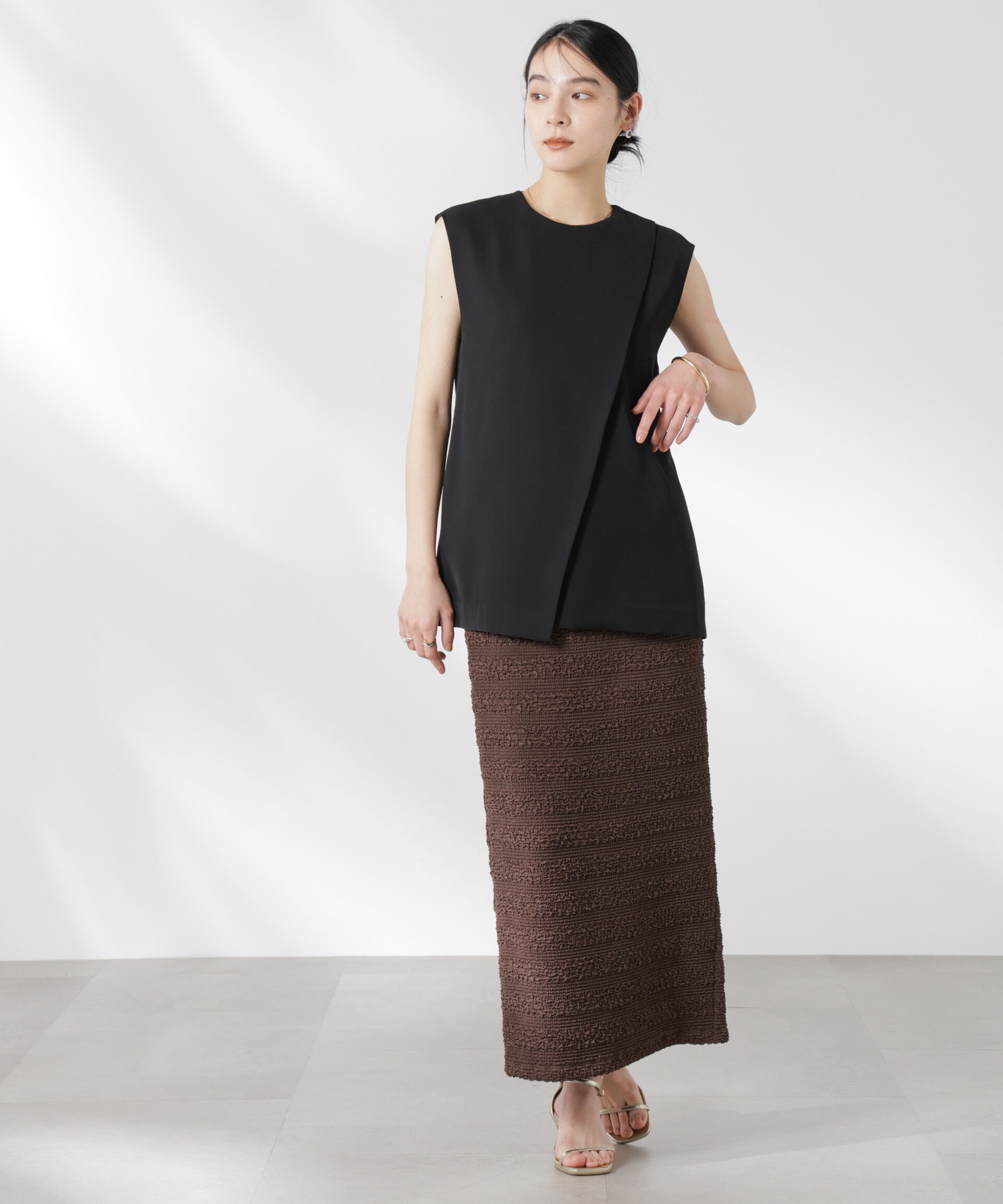 nano･universe「ダブルクロスフロントレイヤードブラウス (セットアップ可)」|シャツ・ブラウス|