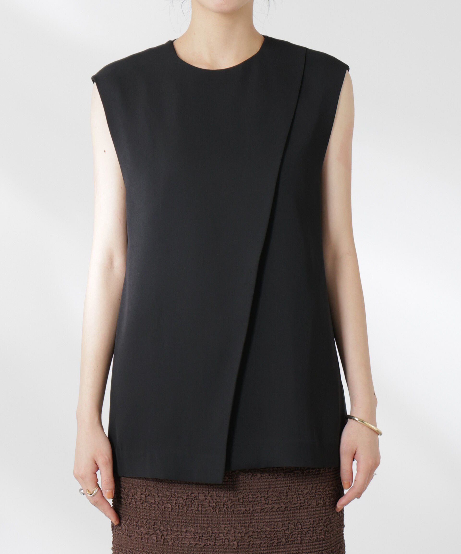 nano･universe「ダブルクロスフロントレイヤードブラウス (セットアップ可)」|シャツ・ブラウス|