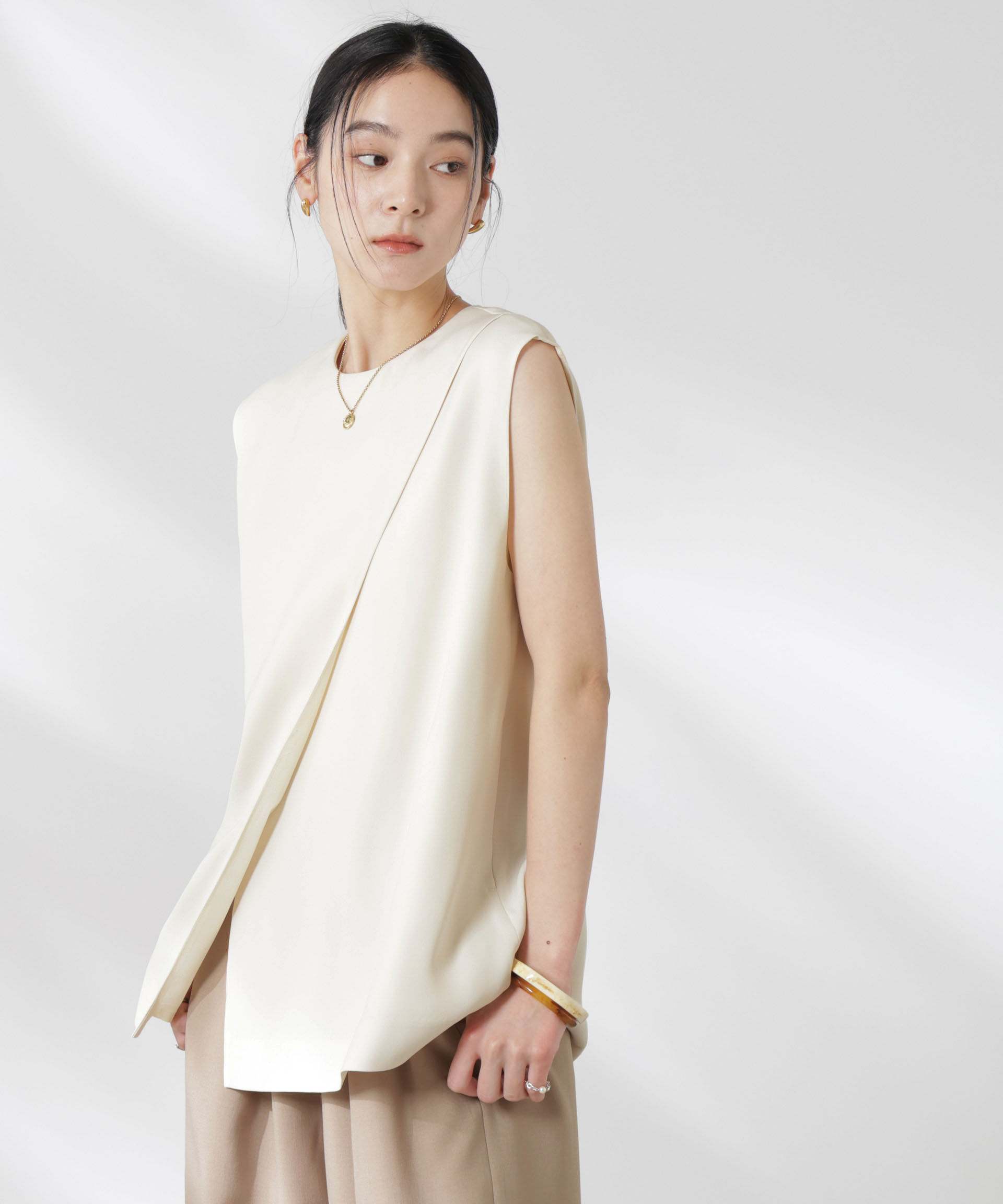 nano･universe「ダブルクロスフロントレイヤードブラウス (セットアップ可)」|シャツ・ブラウス|アイボリー7