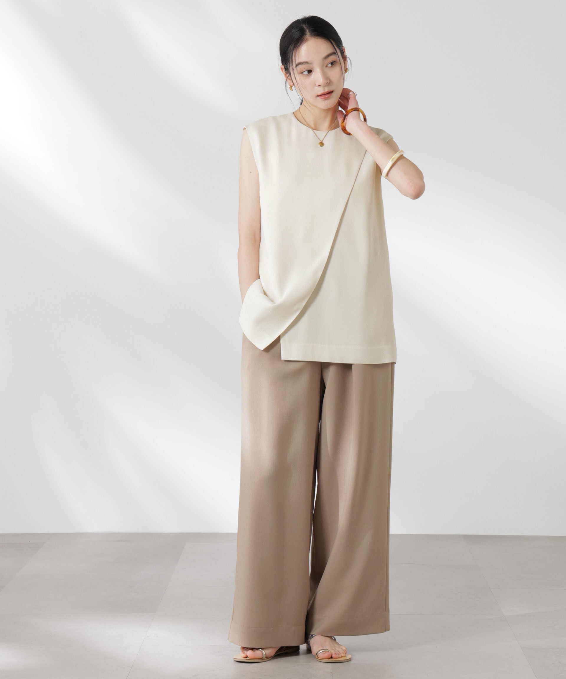 nano･universe「ダブルクロスフロントレイヤードブラウス (セットアップ可)」|シャツ・ブラウス|