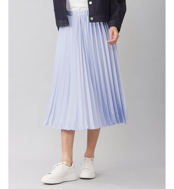 自由区「【WEB限定・洗える】ロイヤルサテンプリーツ スカート」|スカート|サックス