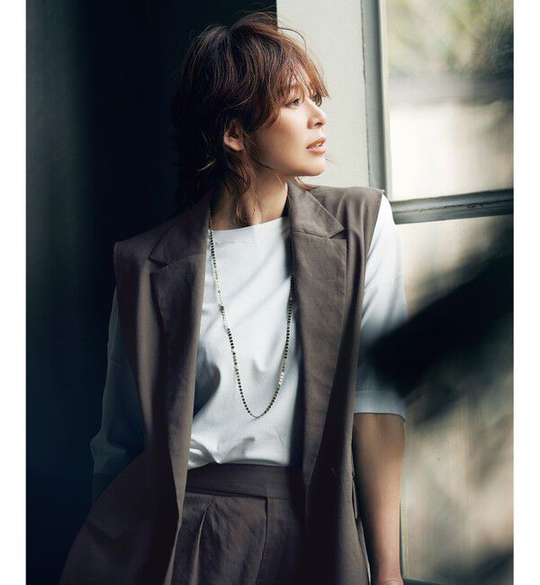 自由区「【セットアップ対応・洗える】リネンビスコースストレッチ ジレ」|ベスト・ジレ|