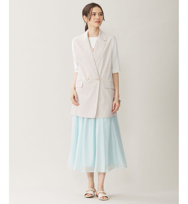 自由区「【セットアップ対応・洗える】リネンビスコースストレッチ ジレ」|ベスト・ジレ|