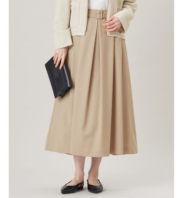 自由区「【洗える】ストレッチライトツイル スカート」|スカート|ベージュ