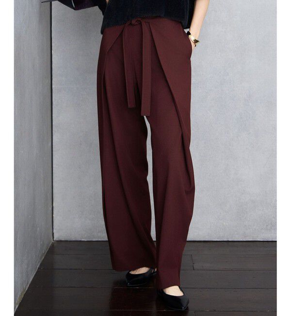 自由区「【SHIHOさん着用】フロントディテールラップワイド パンツ」|その他|ボルドー