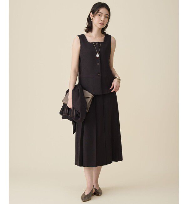 自由区「【セットアップ対応】リネンライクシンセティックタック スカート」|スカート|