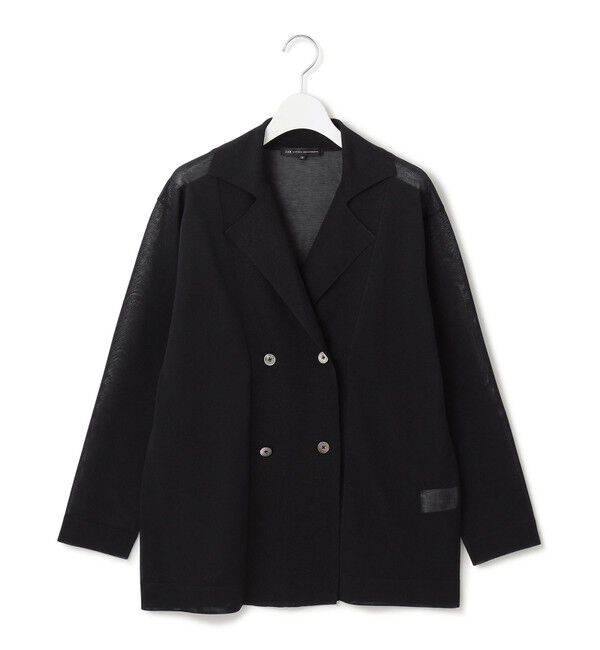 23区「【洗える】シアー ダブルブレスト ニット ジャケット」|テーラードジャケット|