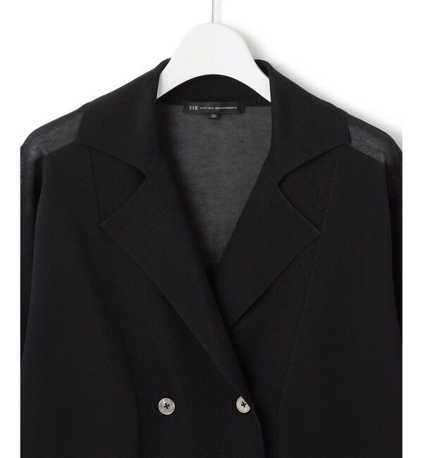 23区「【洗える】シアー ダブルブレスト ニット ジャケット」|テーラードジャケット|