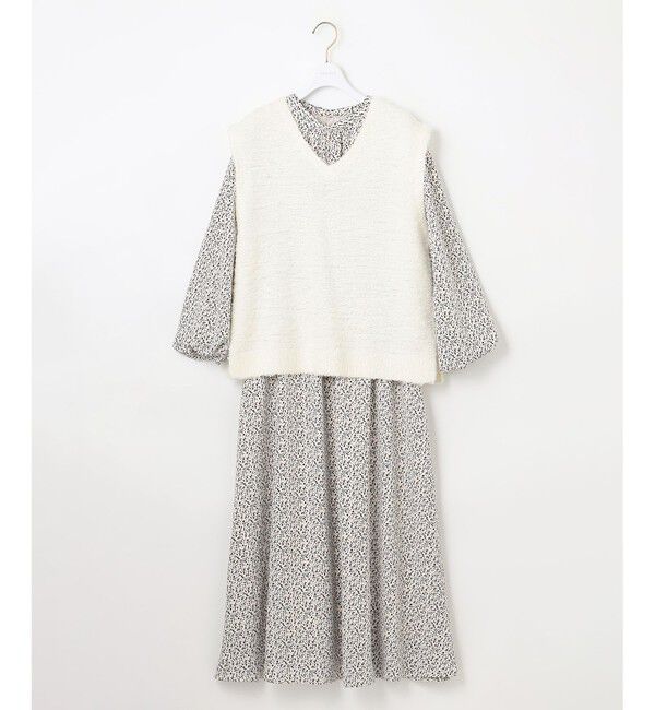any SiS「【洗える】フラワープリントワンピース &times; ニットベスト セット」|スーツ|