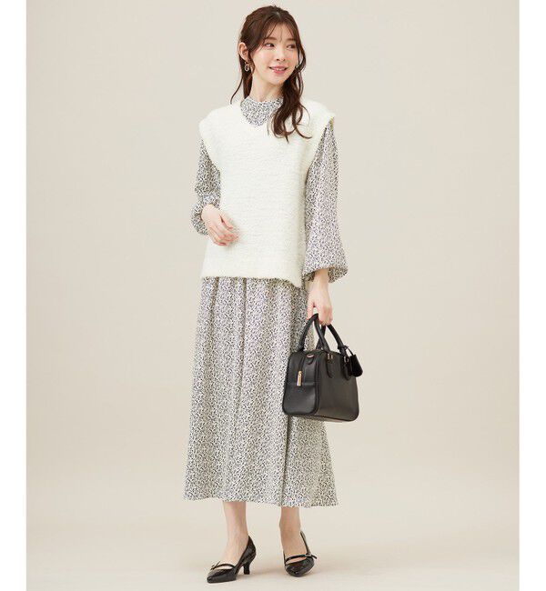 any SiS「【洗える】フラワープリントワンピース &times; ニットベスト セット」|スーツ|