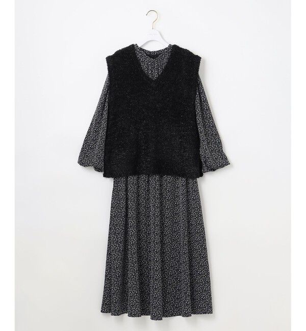 any SiS「【洗える】フラワープリントワンピース &times; ニットベスト セット」|スーツ|