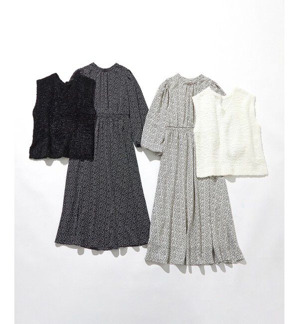 any SiS「【洗える】フラワープリントワンピース &times; ニットベスト セット」|スーツ|