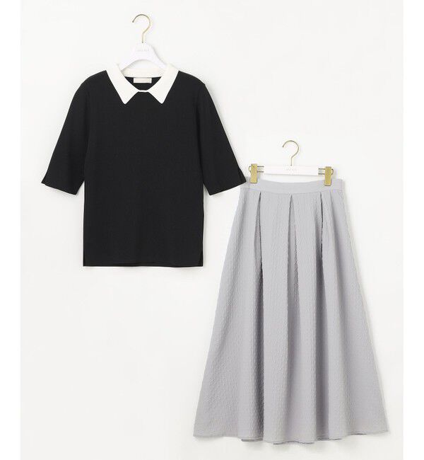 any SiS「【好印象企画】襟配色ニット&times;タックスカートセット」|スーツ|